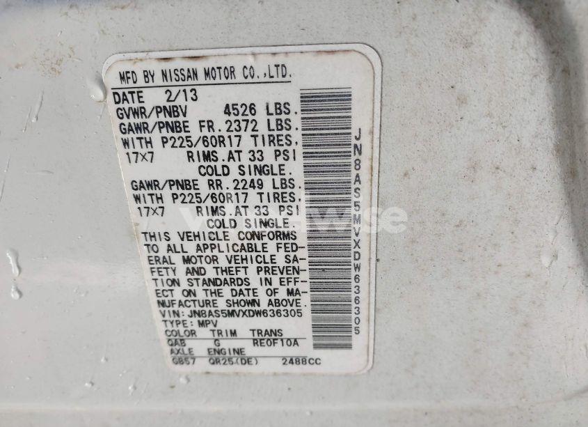 Photo 9 of 2013 Nissan Rogue SV (VIN JN8AS5MVXDW636305)