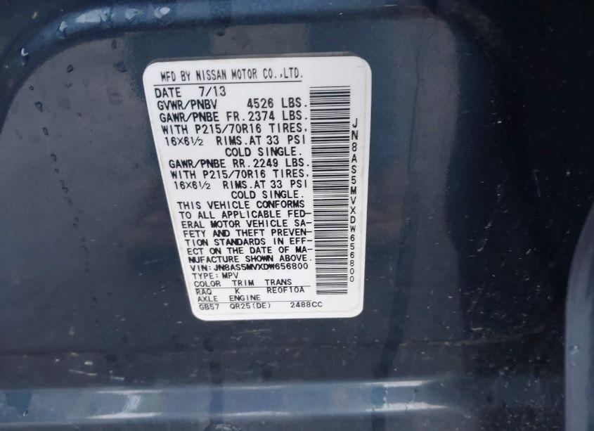 Photo 9 of 2013 Nissan Rogue S (VIN JN8AS5MVXDW656800)