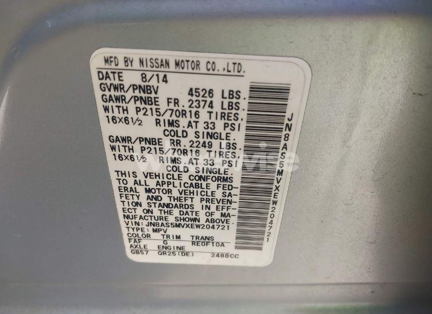 Photo 9 of 2014 Nissan Rogue SELECT S (VIN JN8AS5MVXEW204721)