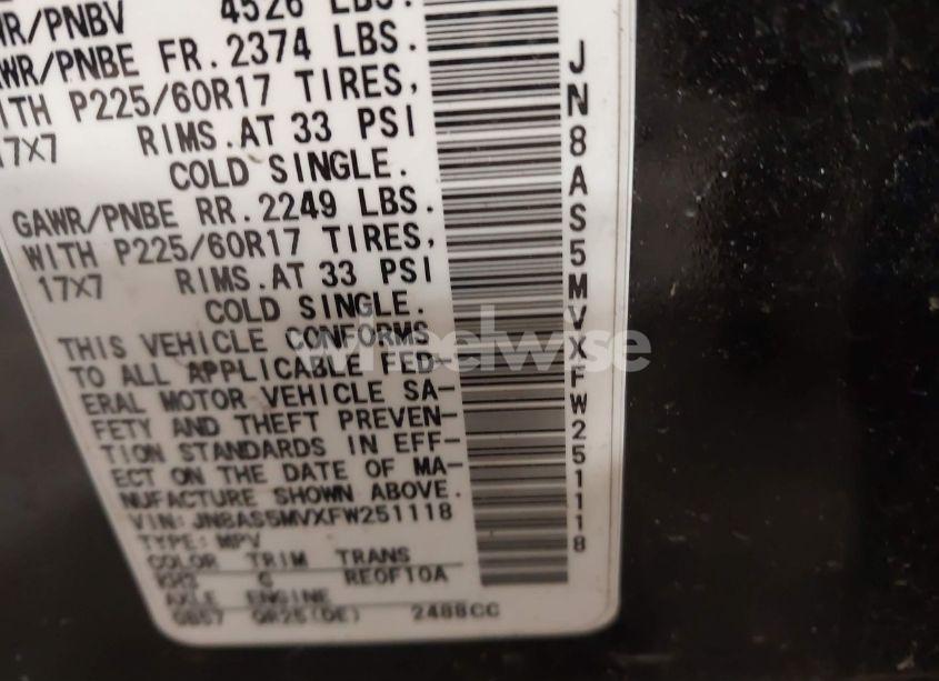 Photo 9 of 2015 Nissan Rogue SELECT S (VIN JN8AS5MVXFW251118)