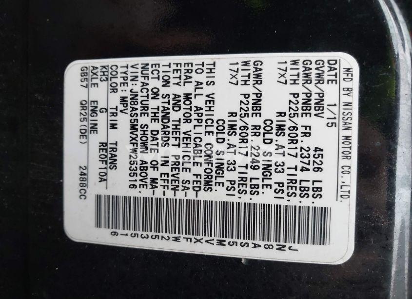 Photo 9 of 2015 Nissan Rogue SELECT S (VIN JN8AS5MVXFW253516)