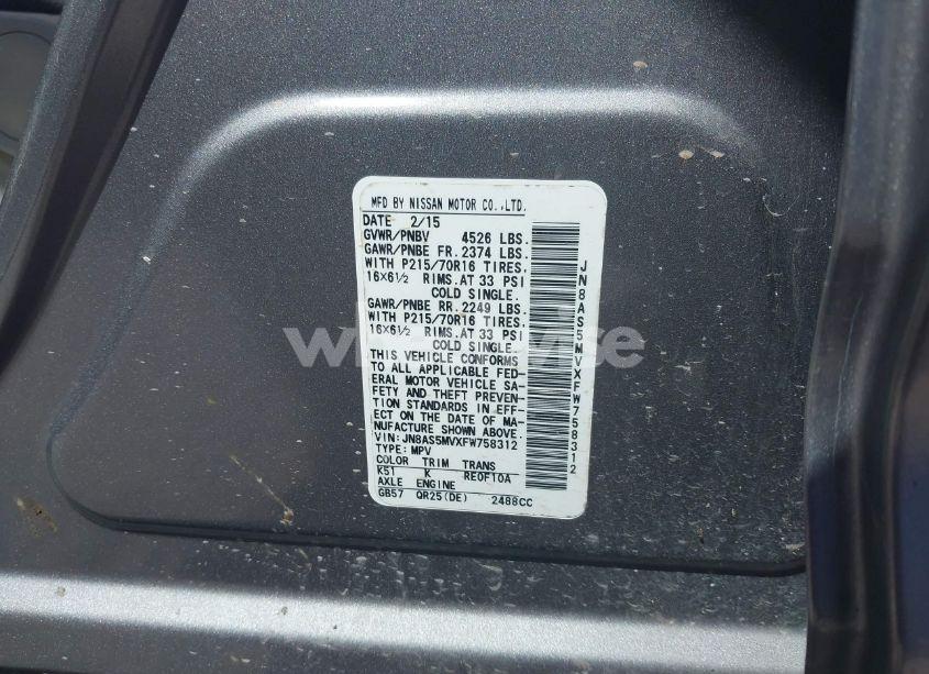 Photo 9 of 2015 Nissan Rogue SELECT S (VIN JN8AS5MVXFW758312)