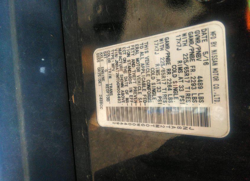 Photo 9 of 2016 Nissan Rogue S (VIN JN8AT2MT0GW004492)