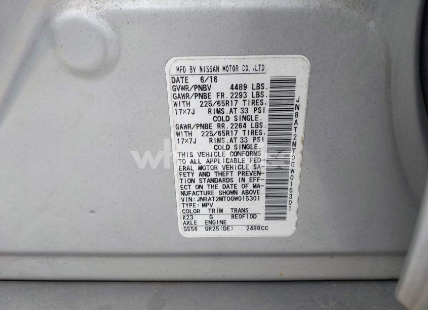 Photo 9 of 2016 Nissan Rogue S (VIN JN8AT2MT0GW015301)