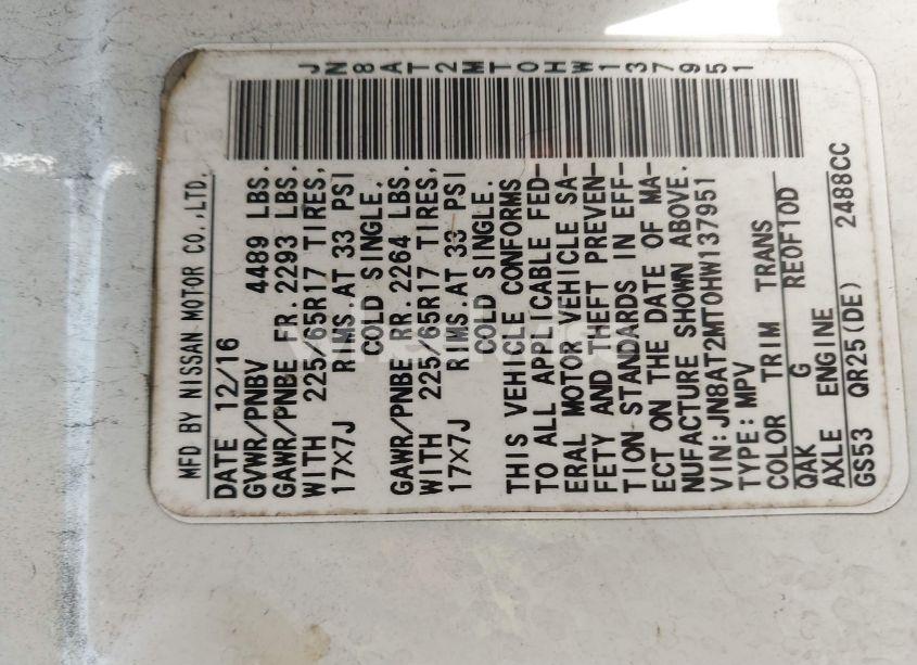 Photo 9 of 2017 Nissan Rogue S (VIN JN8AT2MT0HW137951)