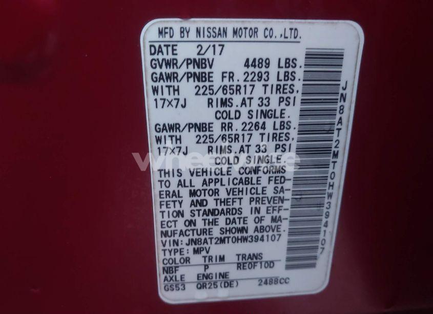 Photo 9 of 2017 Nissan Rogue SV (VIN JN8AT2MT0HW394107)