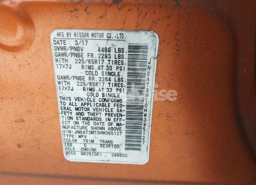 Photo 9 of 2017 Nissan Rogue S (VIN JN8AT2MT0HW395127)