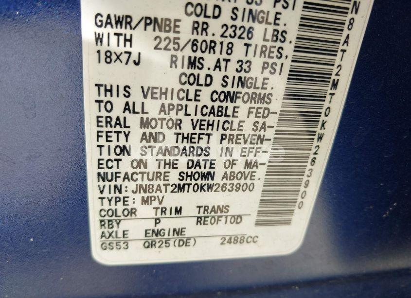 Photo 9 of 2019 Nissan Rogue SV (VIN JN8AT2MT0KW263900)