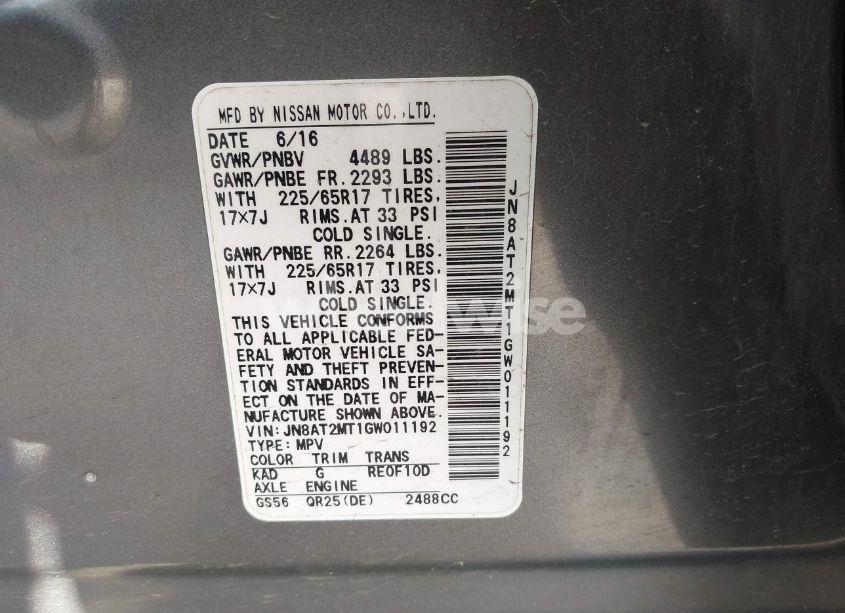 Photo 9 of 2016 Nissan Rogue S (VIN JN8AT2MT1GW011192)