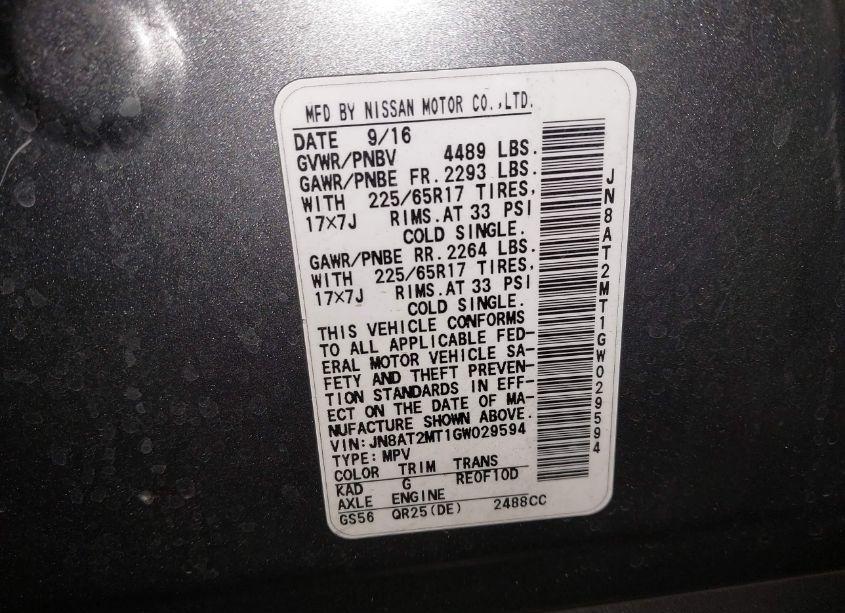 Photo 9 of 2016 Nissan Rogue S (VIN JN8AT2MT1GW029594)