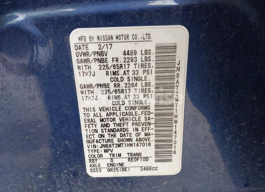 Photo 9 of 2017 Nissan Rogue SV (VIN JN8AT2MT1HW147016)