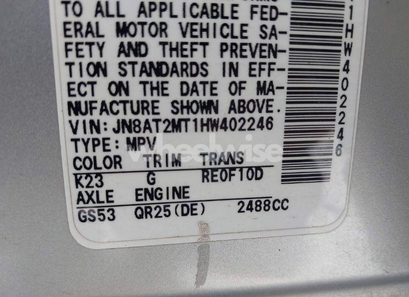 Photo 9 of 2017 Nissan Rogue S (VIN JN8AT2MT1HW402246)