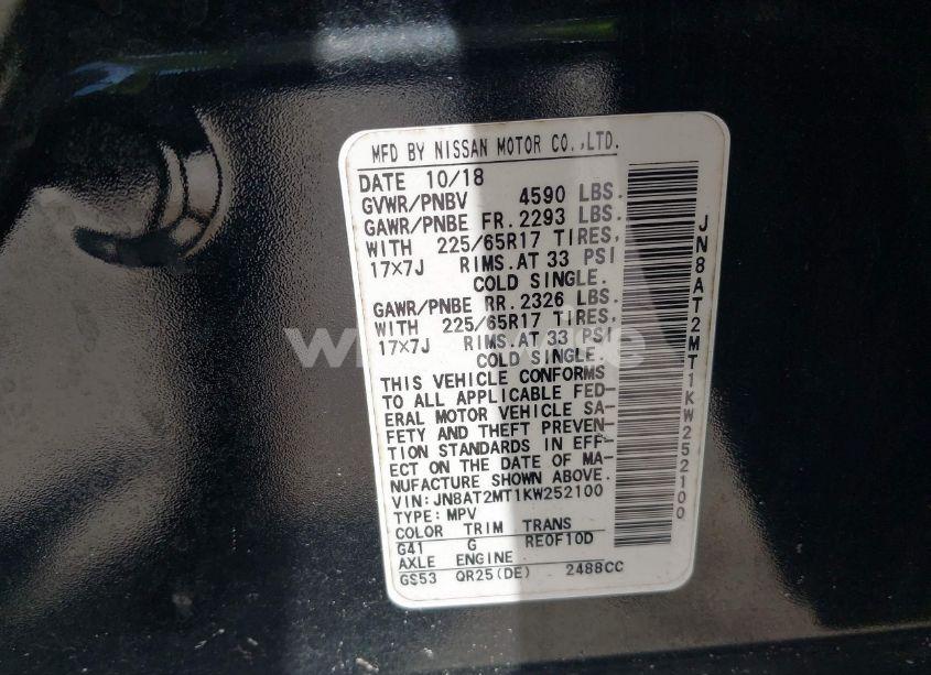 Photo 9 of 2019 Nissan Rogue S (VIN JN8AT2MT1KW252100)