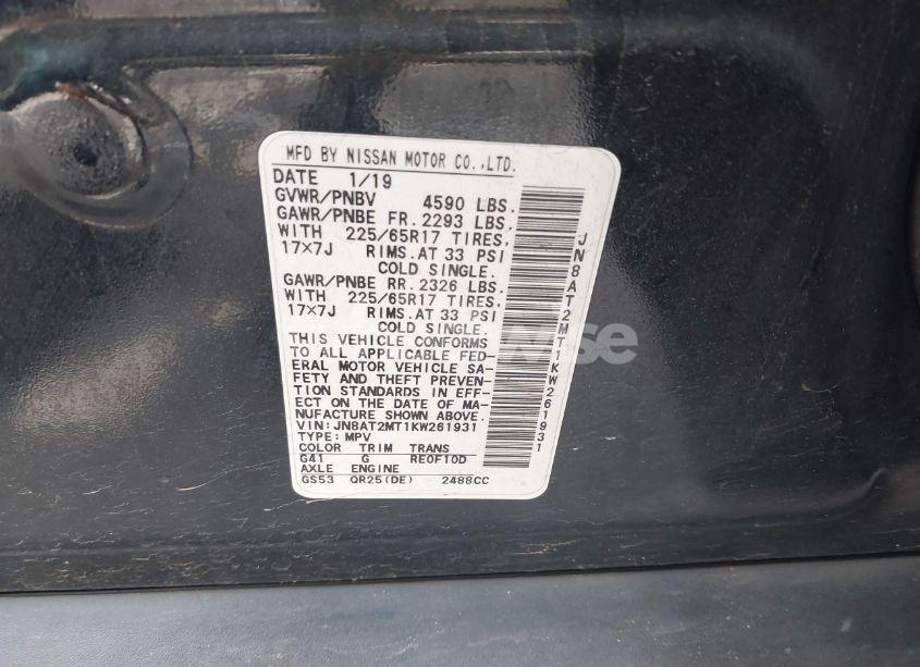 Photo 9 of 2019 Nissan Rogue SV (VIN JN8AT2MT1KW261931)