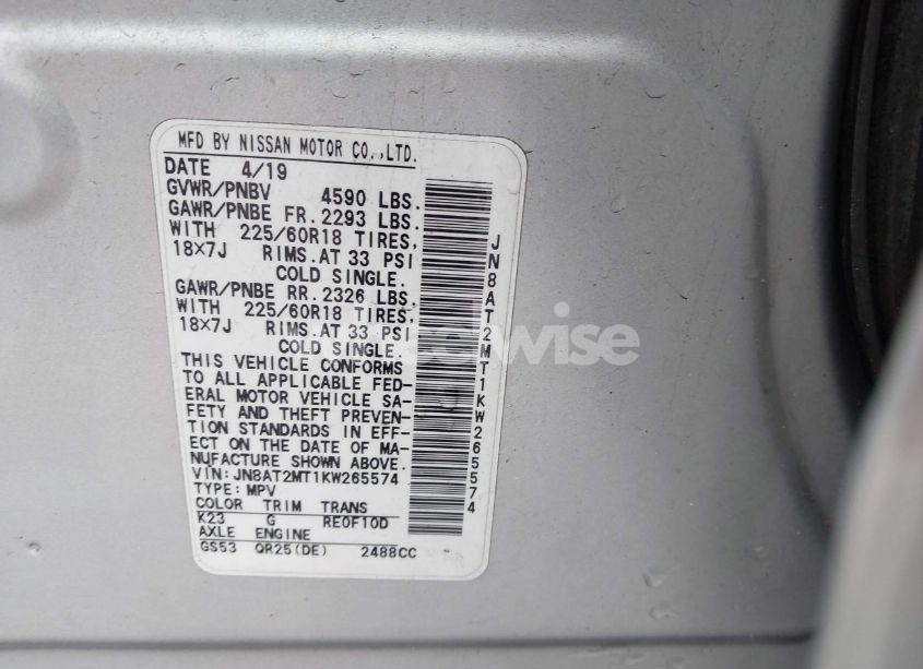 Photo 9 of 2019 Nissan Rogue SV (VIN JN8AT2MT1KW265574)