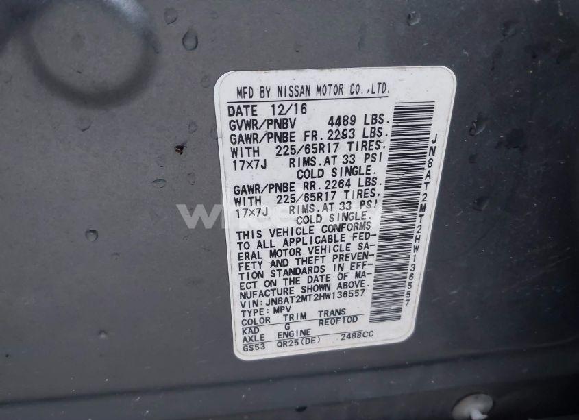 Photo 9 of 2017 Nissan Rogue S (VIN JN8AT2MT2HW136557)