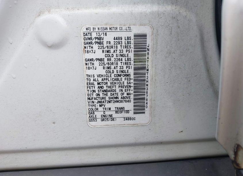 Photo 9 of 2017 Nissan Rogue SL (VIN JN8AT2MT2HW387840)