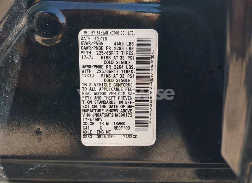 Photo 9 of 2017 Nissan Rogue S (VIN JN8AT2MT2HW390172)