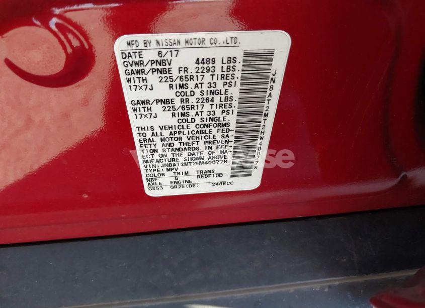 Photo 9 of 2017 Nissan Rogue SV (VIN JN8AT2MT2HW400778)