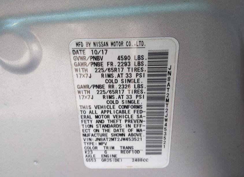 Photo 9 of 2018 Nissan Rogue SV (VIN JN8AT2MT2JW453521)