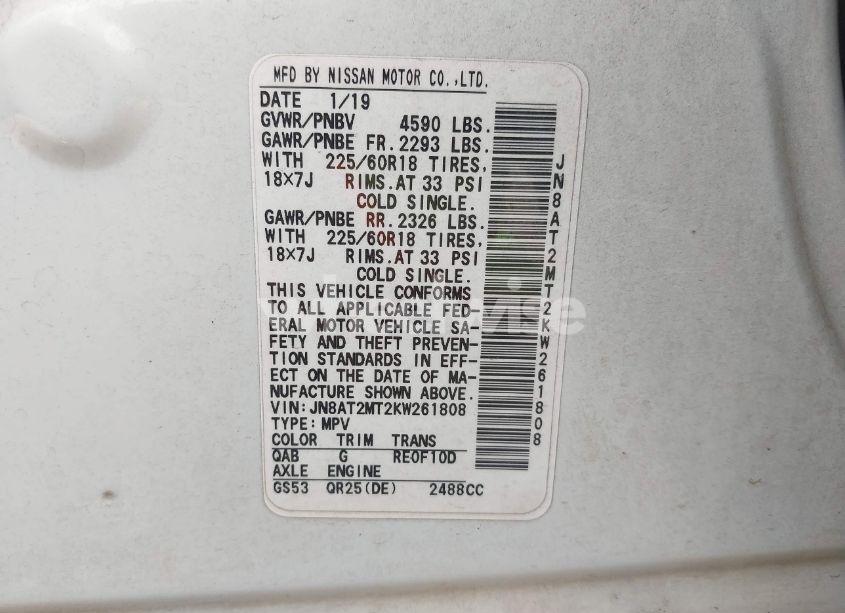 Photo 9 of 2019 Nissan Rogue SV (VIN JN8AT2MT2KW261808)