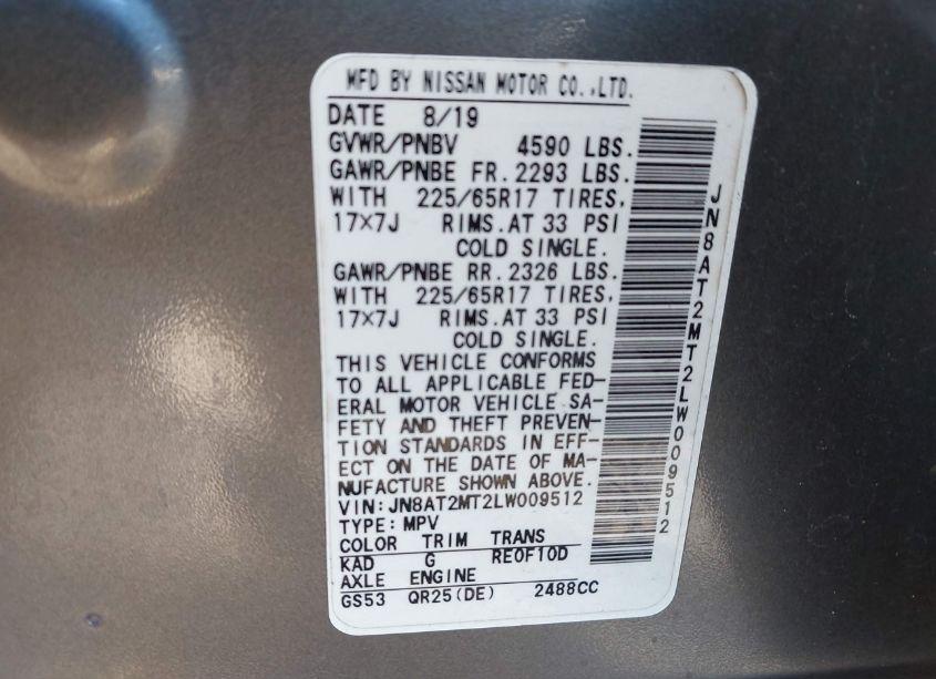 Photo 9 of 2020 Nissan Rogue SV FWD (VIN JN8AT2MT2LW009512)