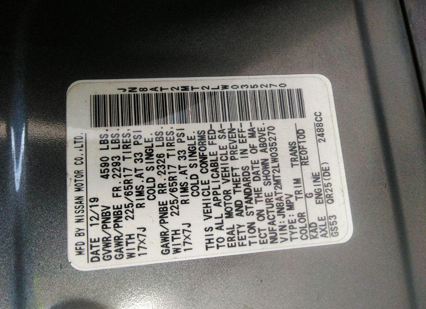 Photo 9 of 2020 Nissan Rogue S FWD (VIN JN8AT2MT2LW035270)