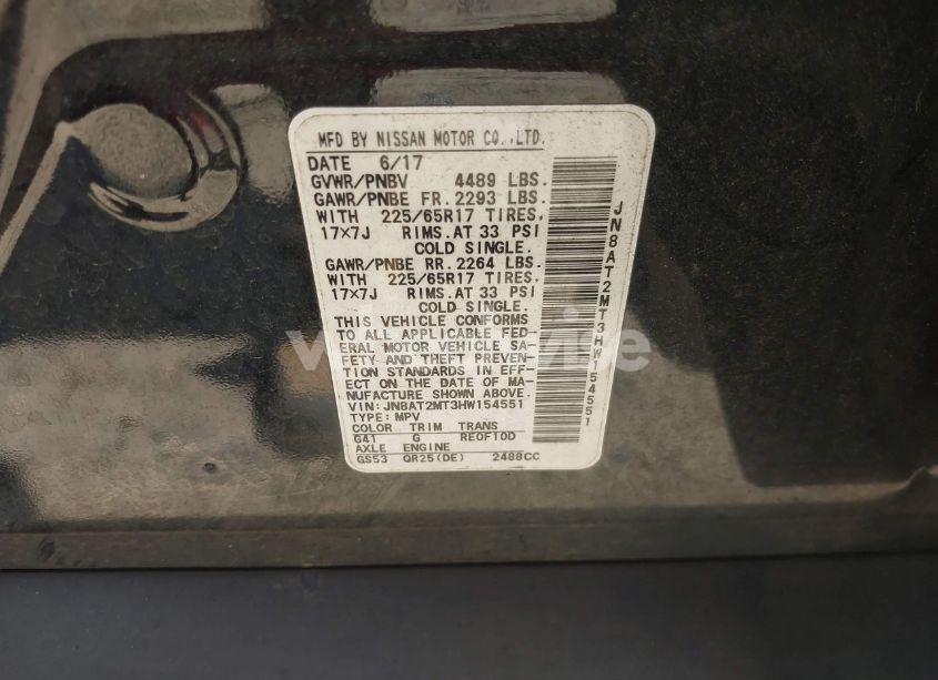 Photo 9 of 2017 Nissan Rogue S (VIN JN8AT2MT3HW154551)