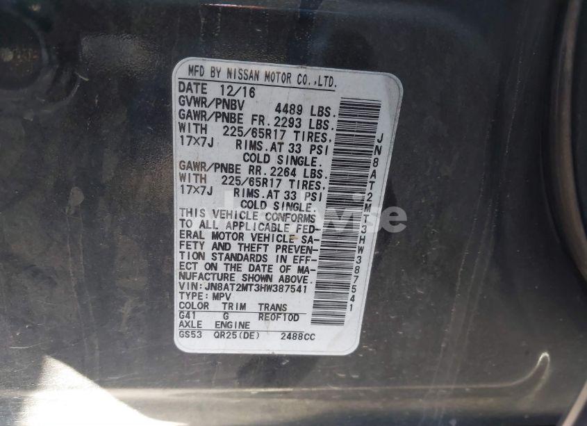 Photo 9 of 2017 Nissan Rogue S (VIN JN8AT2MT3HW387541)