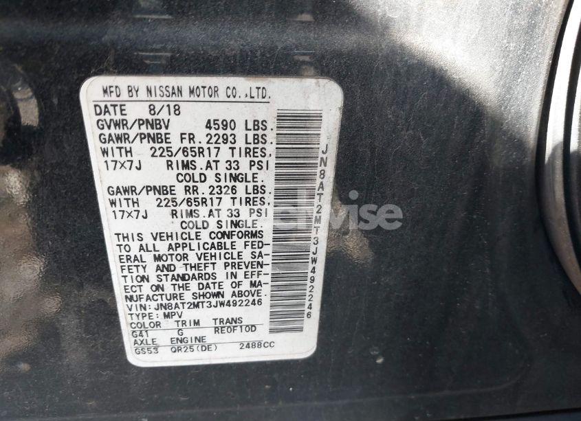 Photo 9 of 2018 Nissan Rogue SV (VIN JN8AT2MT3JW492246)