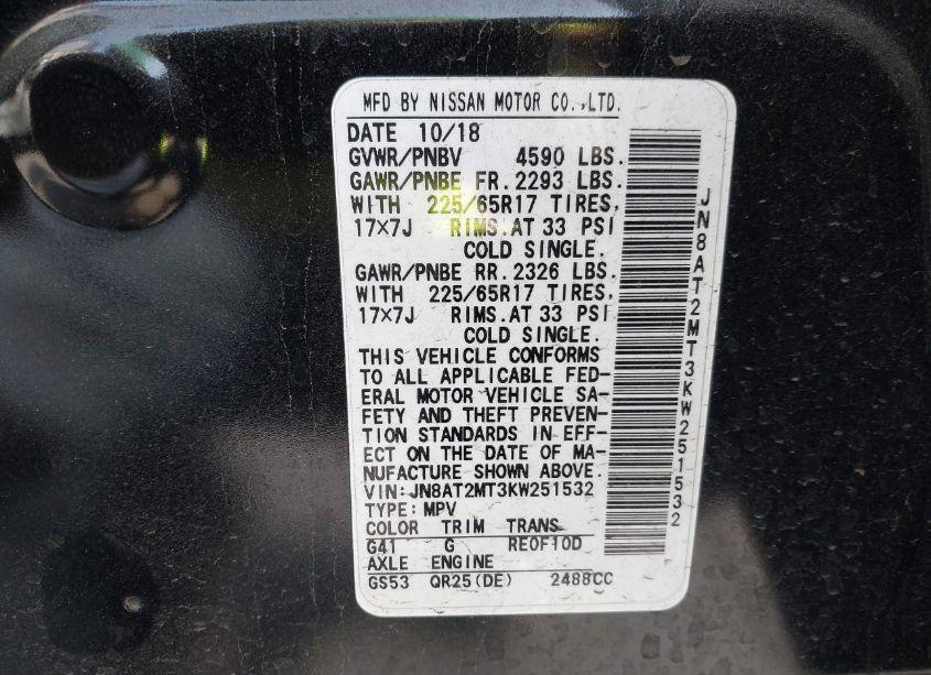 Photo 9 of 2019 Nissan Rogue S (VIN JN8AT2MT3KW251532)