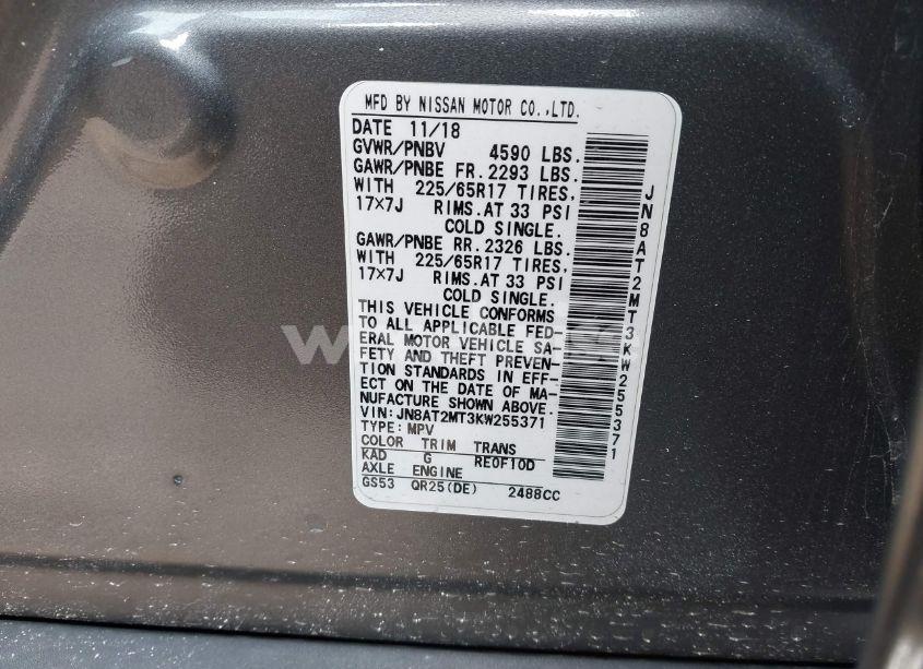 Photo 9 of 2019 Nissan Rogue SV (VIN JN8AT2MT3KW255371)