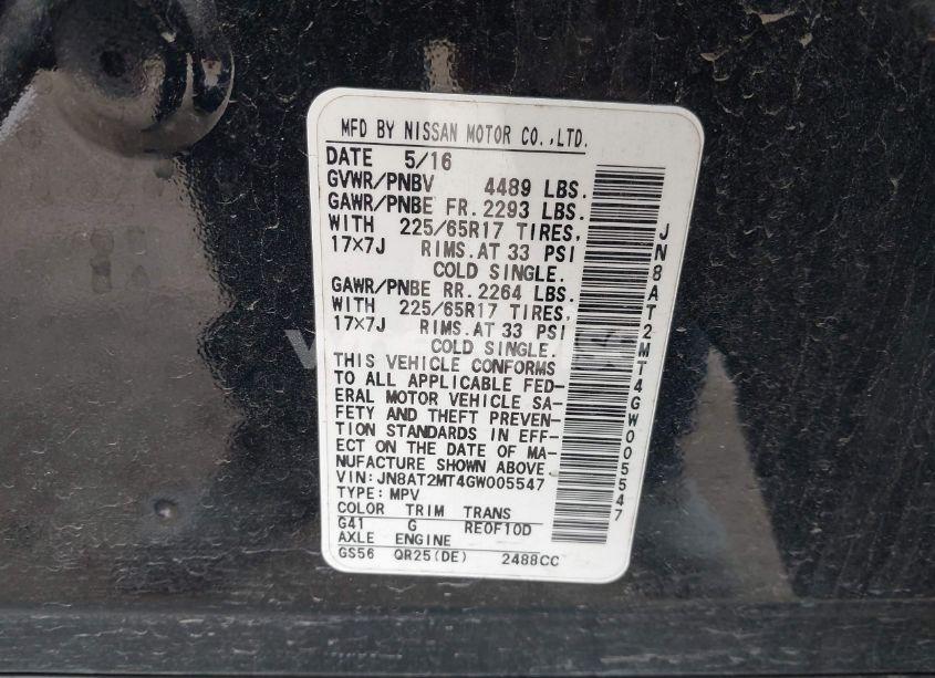 Photo 9 of 2016 Nissan Rogue S (VIN JN8AT2MT4GW005547)