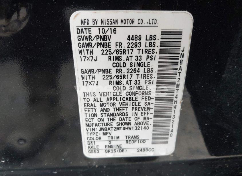 Photo 9 of 2017 Nissan Rogue SV (VIN JN8AT2MT4HW132140)