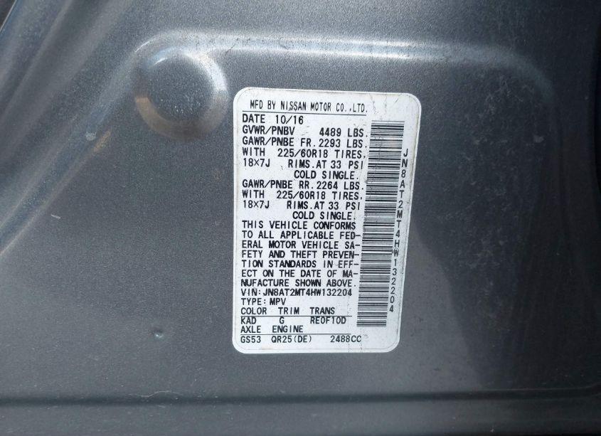 Photo 9 of 2017 Nissan Rogue SL (VIN JN8AT2MT4HW132204)