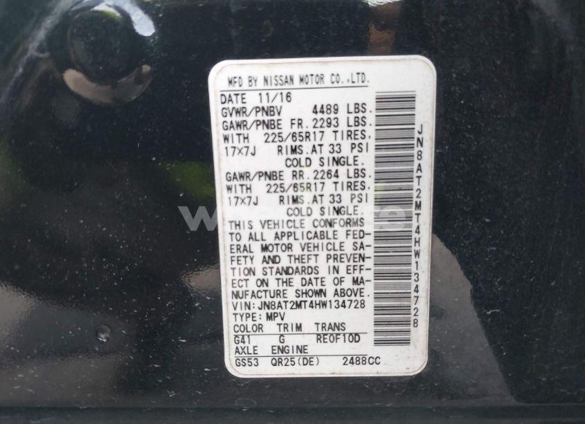 Photo 9 of 2017 Nissan Rogue S (VIN JN8AT2MT4HW134728)