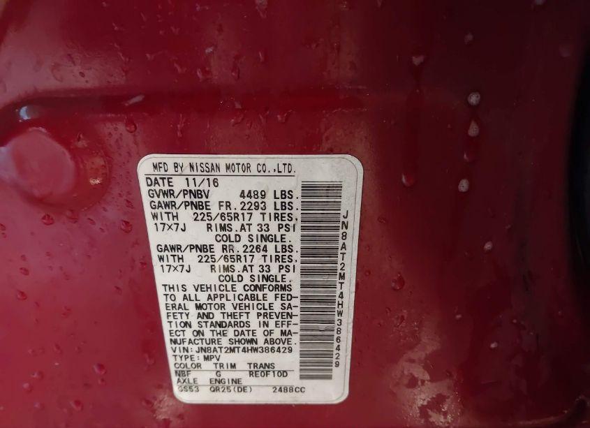 Photo 9 of 2017 Nissan Rogue SV (VIN JN8AT2MT4HW386429)