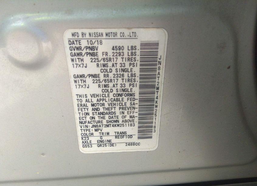 Photo 9 of 2019 Nissan Rogue SV (VIN JN8AT2MT4KW251183)