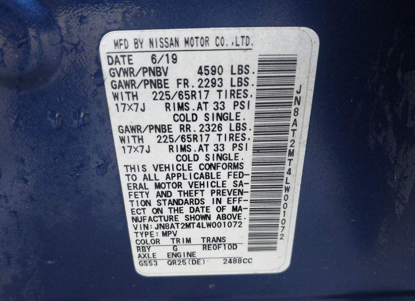 Photo 9 of 2020 Nissan Rogue S FWD (VIN JN8AT2MT4LW001072)