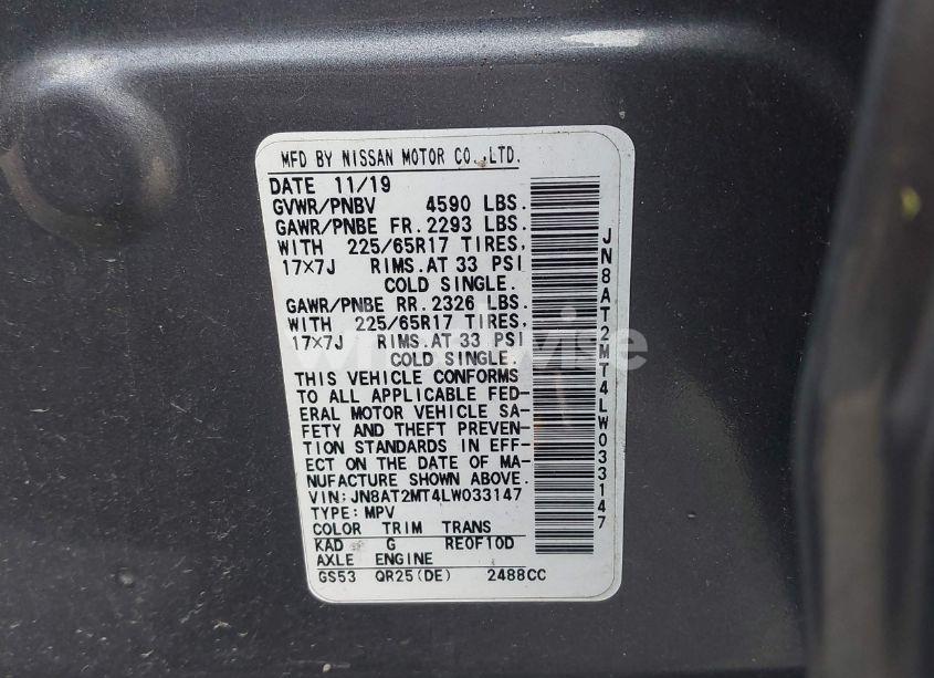 Photo 9 of 2020 Nissan Rogue S FWD (VIN JN8AT2MT4LW033147)