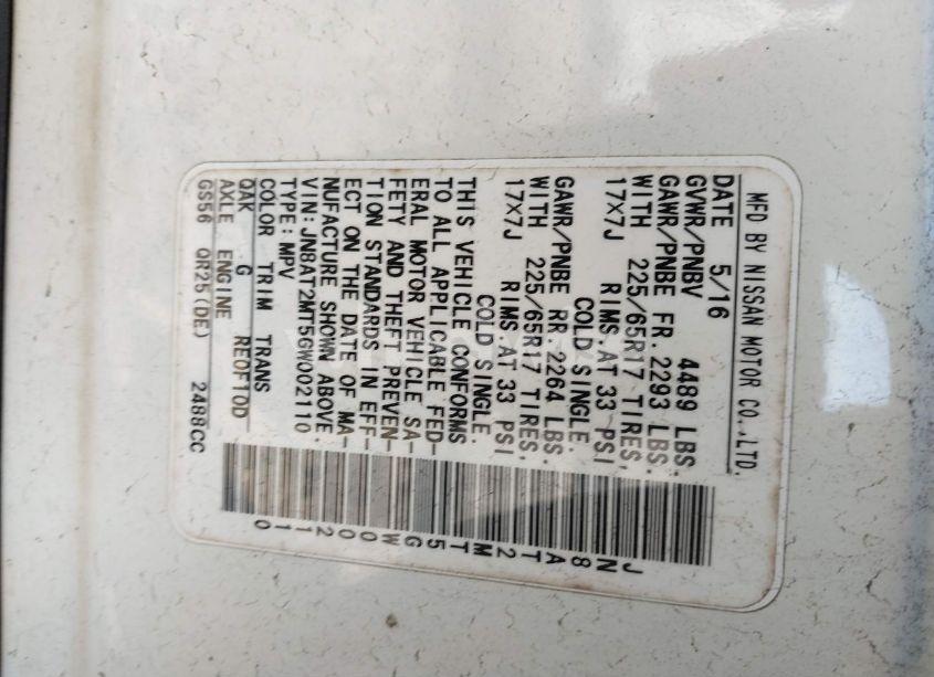 Photo 9 of 2016 Nissan Rogue S (VIN JN8AT2MT5GW002110)