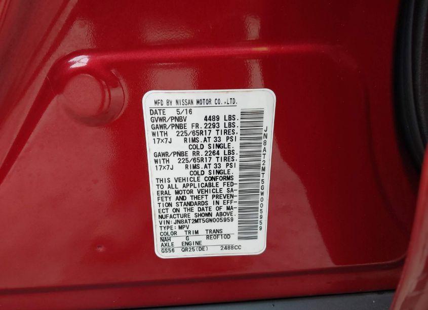 Photo 9 of 2016 Nissan Rogue SV (VIN JN8AT2MT5GW005959)