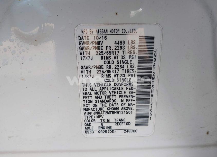 Photo 9 of 2017 Nissan Rogue SV (VIN JN8AT2MT5HW131501)