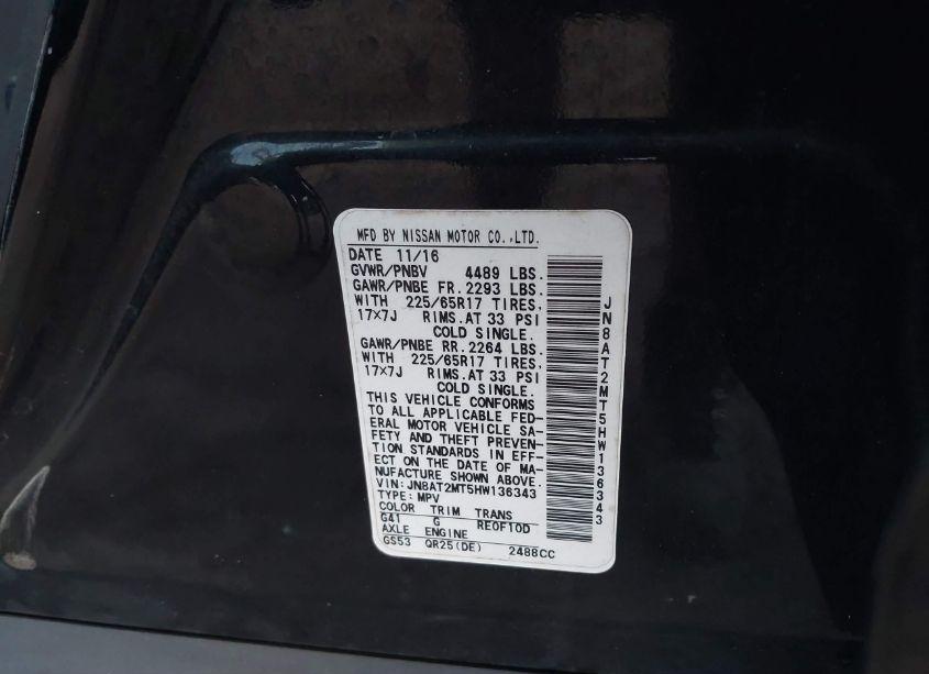 Photo 9 of 2017 Nissan Rogue SV (VIN JN8AT2MT5HW136343)