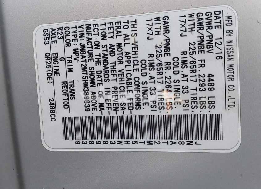 Photo 9 of 2017 Nissan Rogue S (VIN JN8AT2MT5HW389839)