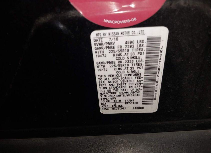 Photo 9 of 2018 Nissan Rogue SL (VIN JN8AT2MT5JW489848)