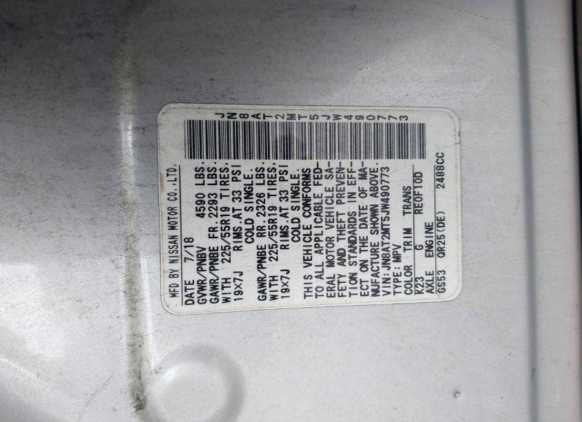 Photo 9 of 2018 Nissan Rogue SL (VIN JN8AT2MT5JW490773)