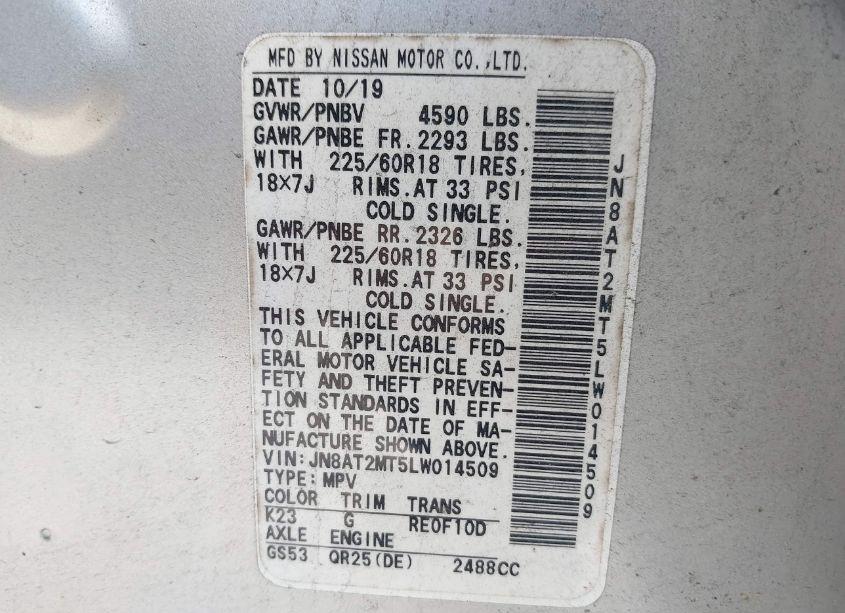 Photo 9 of 2020 Nissan Rogue SV FWD (VIN JN8AT2MT5LW014509)