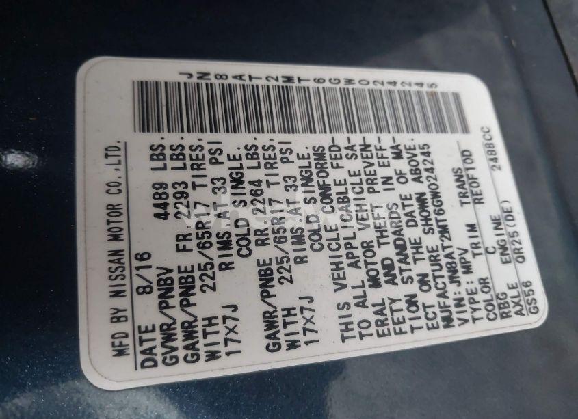 Photo 8 of 2016 Nissan Rogue SV (VIN JN8AT2MT6GW024245)