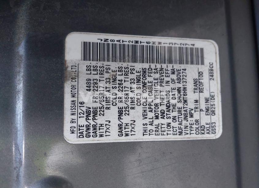 Photo 9 of 2017 Nissan Rogue S (VIN JN8AT2MT6HW137274)